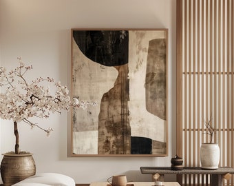 Wabi Sabi Interior Wall Art / Japandi design / Minimalist Painting / Beige Abstract Art / Modern Wall Decor / Digital Printable Art