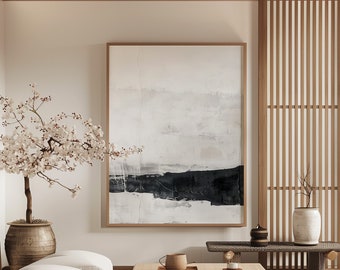 Wabi Sabi Wall Art / Diseño japonés / Pintura minimalista / Arte abstracto en blanco y negro / Decoración de pared moderna / Arte imprimible digital