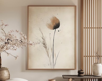 Japandi Abstract Beige Nature Wall Art, Wabi Sabi Decor (Digital Printable)