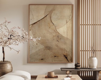 Wabi Sabi Abstract Beige Wall Art, Japandi Modern Decor (Digital Download)