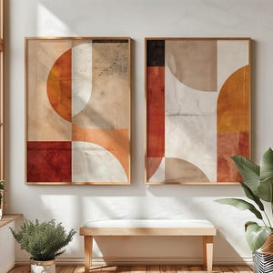 Abstract Wabi Sabi Wall Art /  Japandi Design / Set of 2 art/ Beige Wall Art / Terracotta Art / Textured Decor / Digital Printable