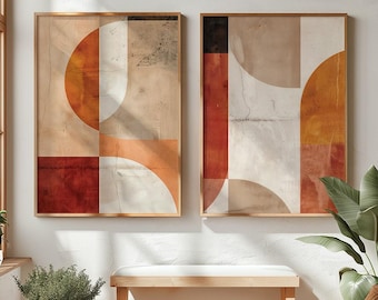 Abstract Wabi Sabi Wall Art /  Japandi Design / Set of 2 art/ Beige Wall Art / Terracotta Art / Textured Decor / Digital Printable