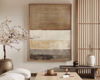 Beige and Brown Japandi Abstract Wall Art, Modern Wabi Sabi Decor (Digital Download)