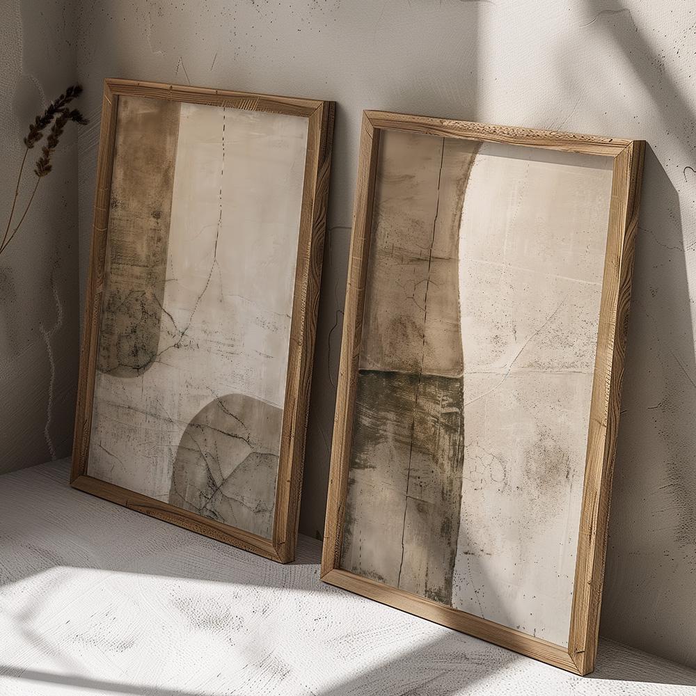 Wabi Sabi Abstract Wall Art / Japandi Design / Set of 2 Art/ Beige Wall ...