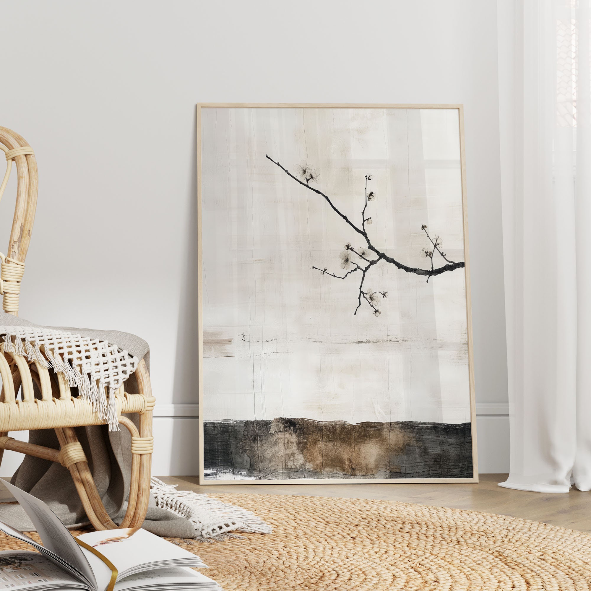 Wabi Sabi Interior Wall Art / Japandi Design / Sakura Tree
