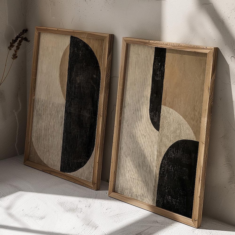 Wabi Sabi Abstract Wall Art / Japandi Design / Set of 2 Art/ Beige Wall ...