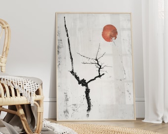 Japandi design / Wabi Sabi Wall Art / Tree and Moon / Abstract Art / Modern Wall Decor / Digital Printable Art