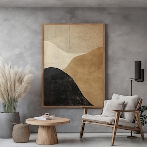 Wabi Sabi Interior Wall Art / Japandi Design / Abstract Large Wall Art / Beige and Brown / Modern Decor / Digital Printable Art