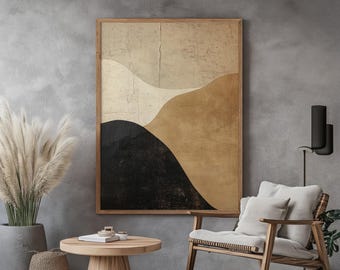Wabi Sabi Interior Wall Art / Japandi Design / Abstract Large Wall Art / Beige and Brown / Modern Decor / Digital Printable Art
