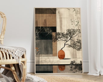 Japanese interior design / Wabi Sabi Wall Art / Japandi / Modern Wall Decor / Digital Printable Art