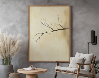 Wabi Sabi Interior Wall Art / Japandi Tree Design / Abstract Large Wall Art / Beige Art / Modern Decor / Digital Printable Art