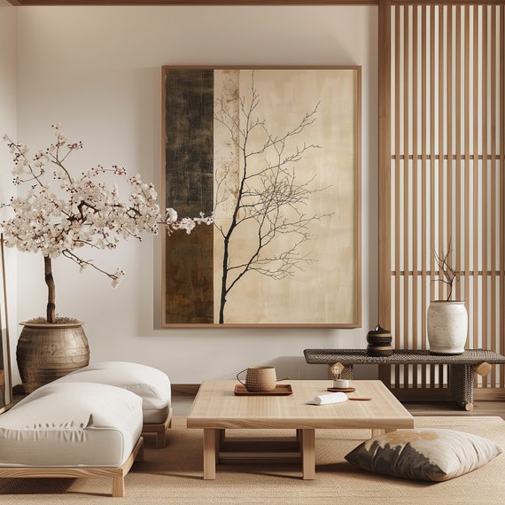 Wabi Sabi Wall Art / Japandi Design / Neutral Scandinavian Decor