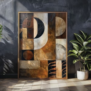 Japandi Design Inspired by Tribal Art / Wabi Sabi Wall Art / Beige and Brown Abstract Art / Modern Wall Decor / Digital Printable Art