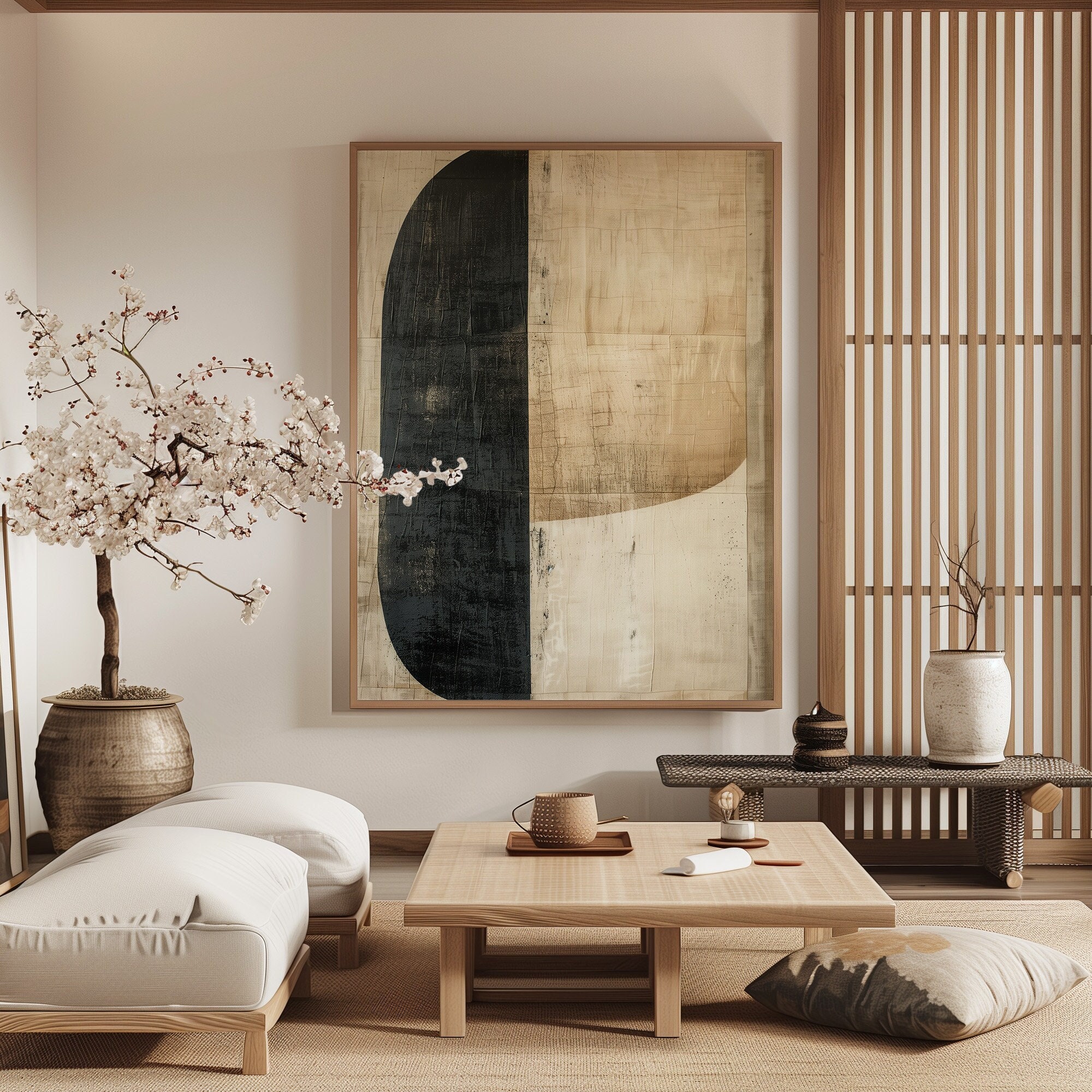 Wabi Sabi Wall Art / Japandi Design / Neutral Scandinavian Decor