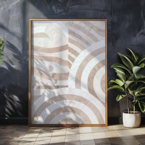 Japandi wall art / Wabi Sabi style / Geometric Abstract Painting / Beige  Art / Modern Wall Decor / Digital Printable Art