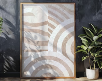 Japandi wall art / Wabi Sabi style / Geometric Abstract Painting / Beige  Art / Modern Wall Decor / Digital Printable Art