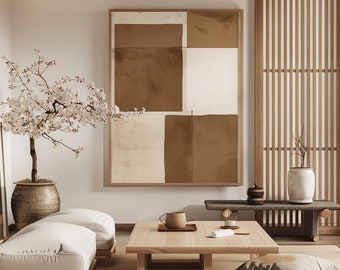 Japandi Interior Wall Art / Wabi sabi design / Minimalist Painting / Beige Abstract Art / Modern Wall Decor / Digital Printable Art