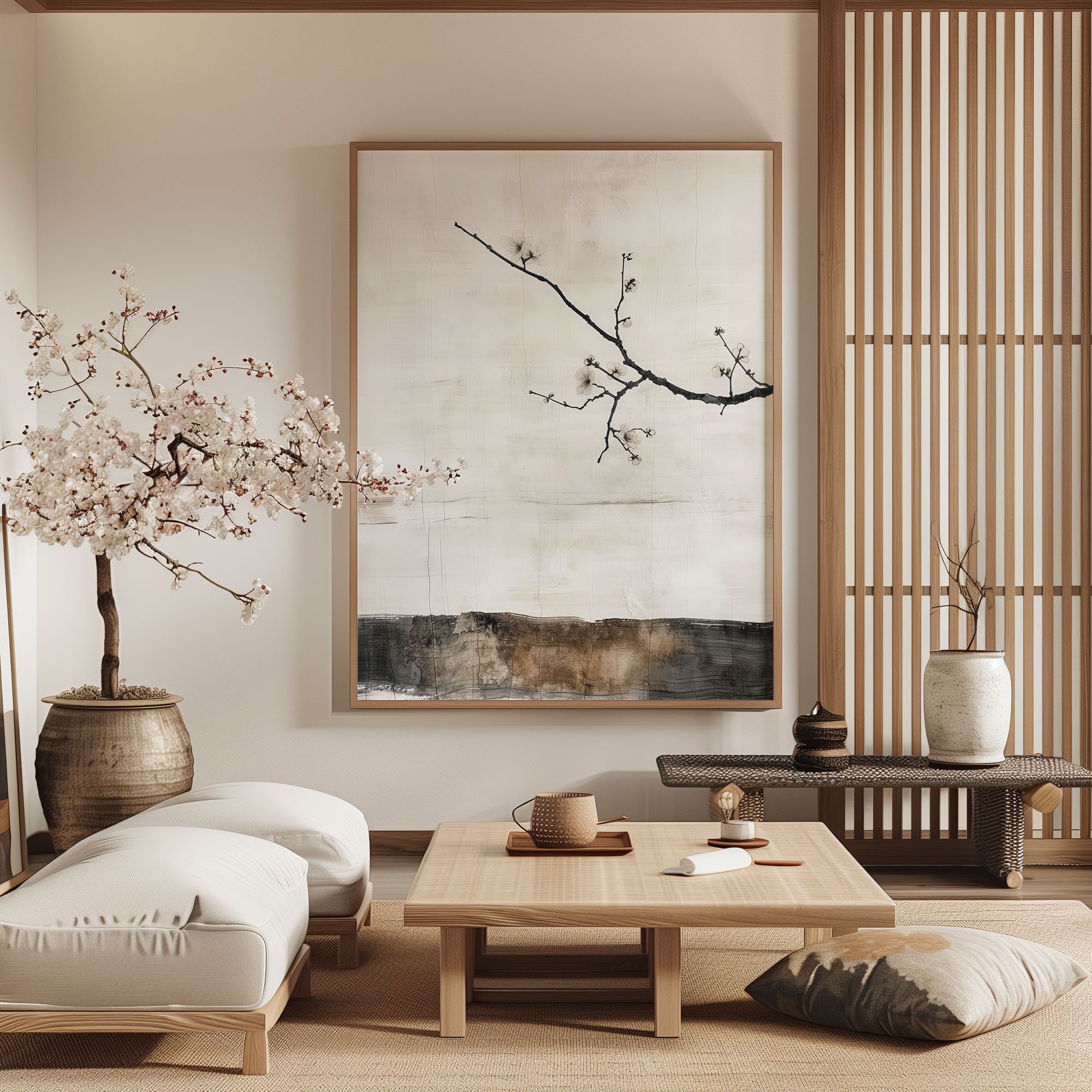 Wabi Sabi Interior Wall Art / Japandi Design / Sakura Tree