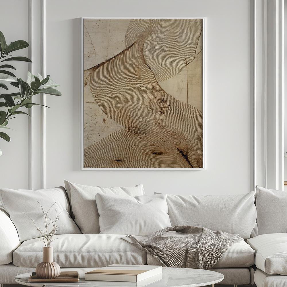 Wabi Sabi Abstract Beige Wall Art, Japandi Modern Decor (digital ...