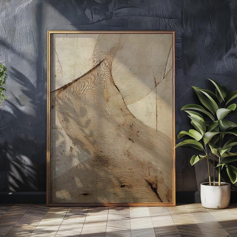 Wabi Sabi Abstract Beige Wall Art, Japandi Modern Decor (digital ...