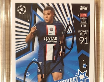 Kylian Mbappe Autograph Hand Signed Card RPC Mint.