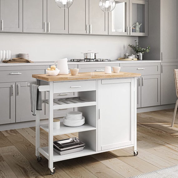Rolling Kitchen Island Utility Cart With A Drawer Rolling Kitchen Island Utility Cart, How To Put Wheels On A Kitchen Island