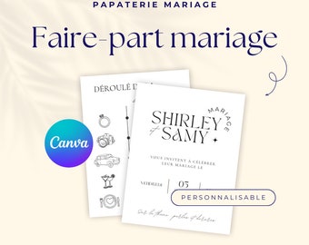 Faire part mariage - Personnalisable sur Canva