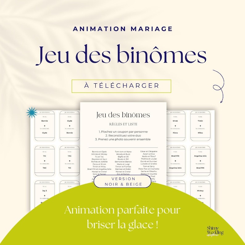 Jeu des binômes Mariage ou autre image 1