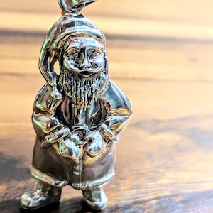 Vintage Sterling Silver 2 3/8 inches Santa Claus Pendant-Christmas Ornament-Father Christmas-Silver Santa Claus Gift