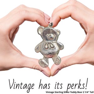 Vintage Sterling Silver 2  1/4 inches Teddy Bear Pendant-Christmas Ornament-Baby Shower Gift-Birthday Bear-Valentine Bear