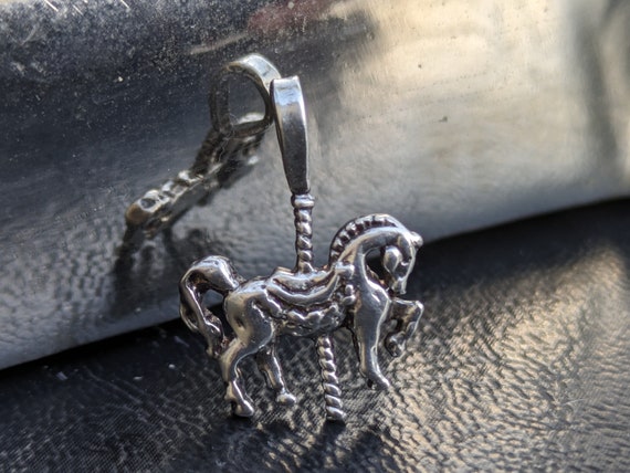 Vintage Sterling Silver Carousel Horse Pendant-Victorian Carousel Horse-Merry Go Round Carousel Horse-