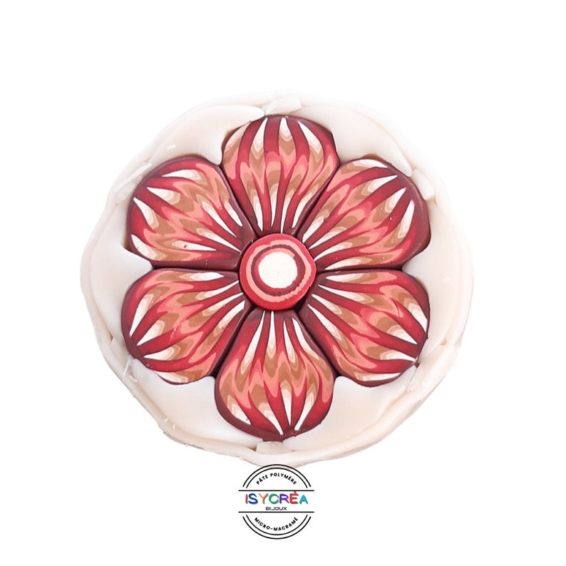 Polymer clay flower cane Raw material Pomegranate color palette Millefiori image 3