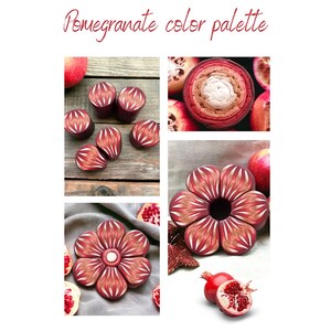 Polymer clay flower cane Raw material Pomegranate color palette Millefiori image 4