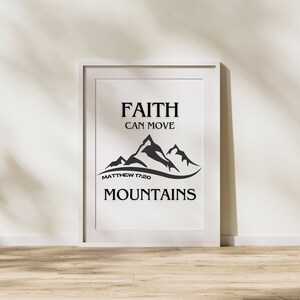 Glaube basiert auf digitale druckbare Wandkunst christlicher Wohnkultur Design Poster Berge Bibel Vers moderner sofortiger Download DIY Druck minimalistisch