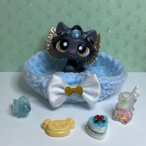 Littlest Pet Shop Gold Angel Bon Bon Kitten Cat LPS OOAK with Accessories