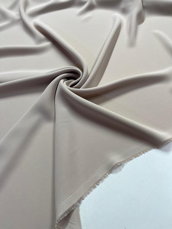 Mink Greige Crepe Fabric – Flowing, Wrinkle-Resistant Dress Material (150cm Width)