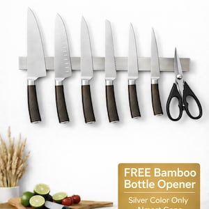 16" Stainless Steel Magnetic Knife Holder: No-Drill Mount - Pampavanna