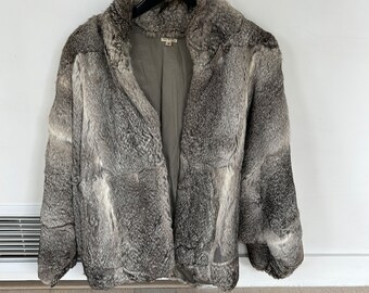 Grey Rabbit Fur Kimono Coat - Small