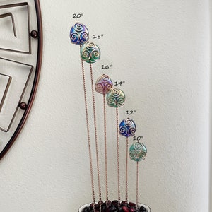 Solid Copper & Glass Lollipop Plant Stakes – Whimsical Spiral Garden Decor, Handmade Fairy Garden Accent, Unique Plant Gift