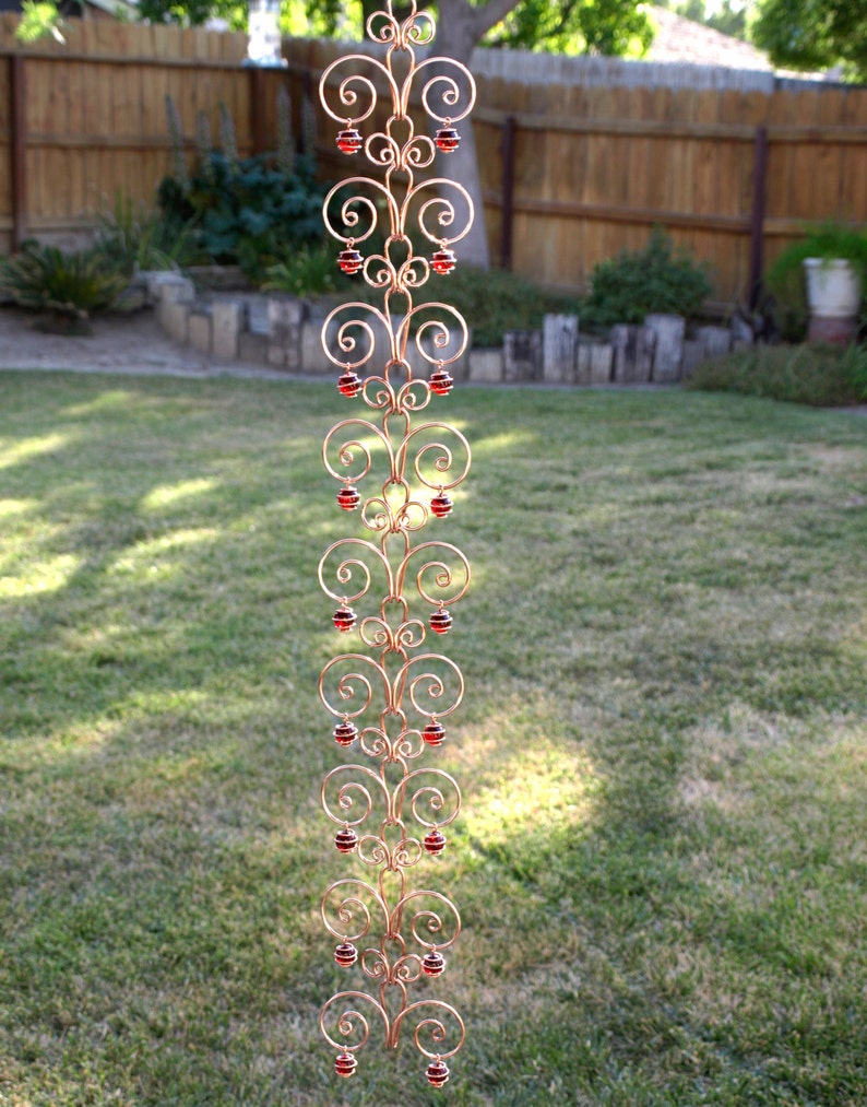 8 ft Copper Suncatcher Swirl Rain Chain Handcrafted Kusari Etsy