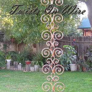 8 ft Solid Copper Swirl Rain Chain - Kusari Doi - Feng Shui Zen Outdoor Outdoor Garden Decor - Water Feature - Handcrafted Metalwork