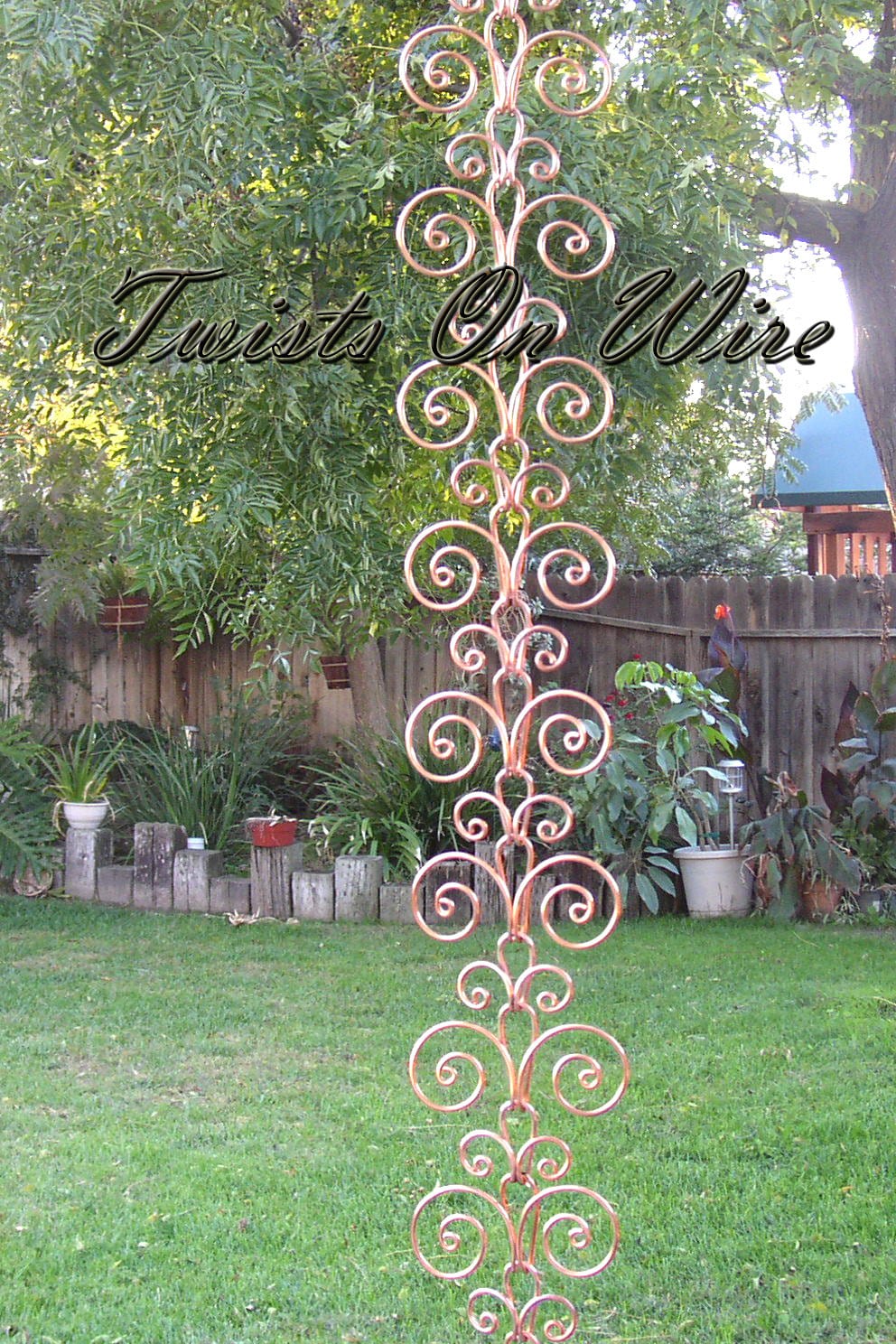 Copper Colored 11" Dia Iron Anchoring Basin With 17" Chain For Rain