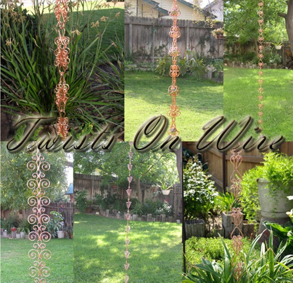 8 Ft Solid Copper Rain Chain Sun Catcher - Kusari Doi - Feng Shui