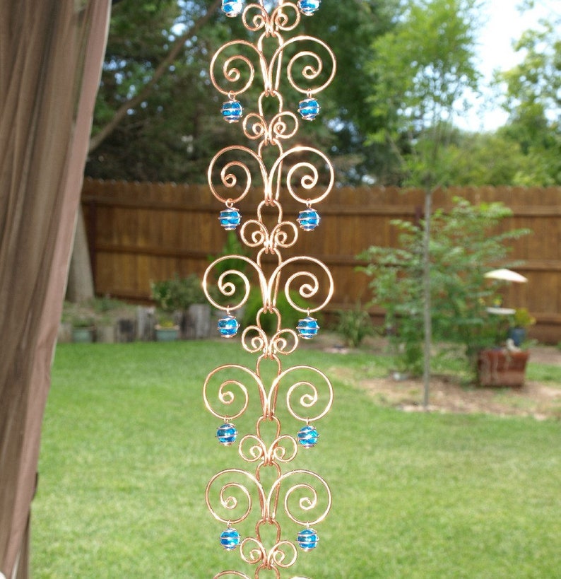5 ft Copper Suncatcher Swirl Rain Chain Handcrafted Kusari Etsy