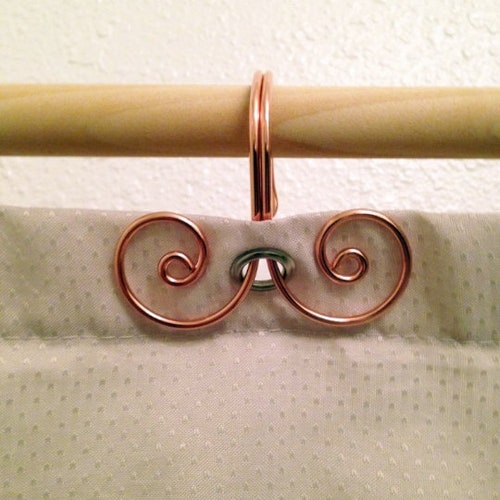 12 Solid Copper Swirl Shower Curtain Hooks Handcrafted Wire Etsy