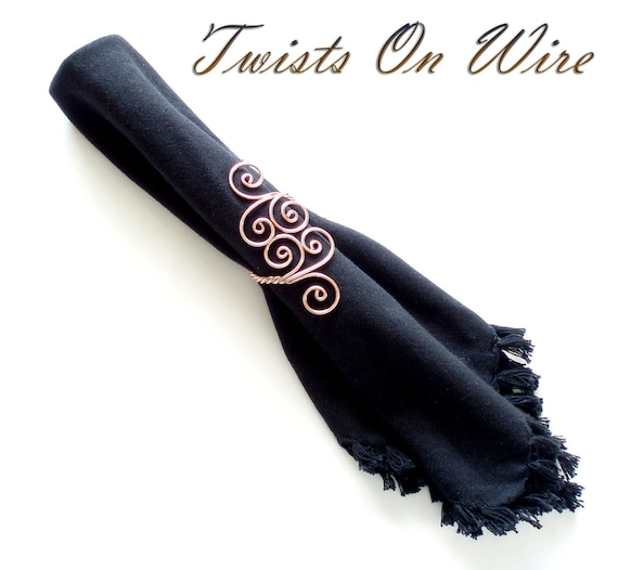 Solid Copper Napkin Rings Twists and Swirls Handcrafted Twisted