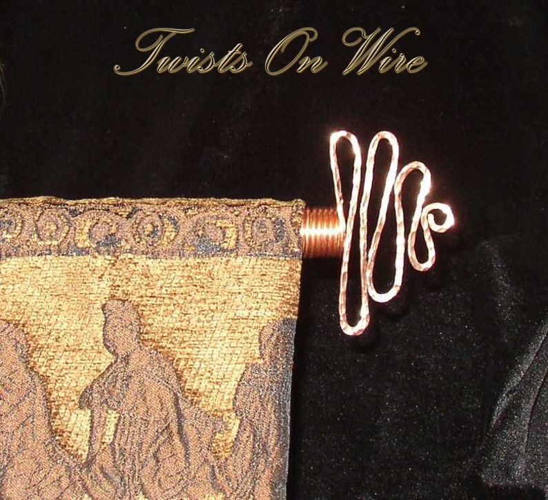 2 Hammered Solid Copper Curtain Rod Finials Wiggle Serpentine Etsy