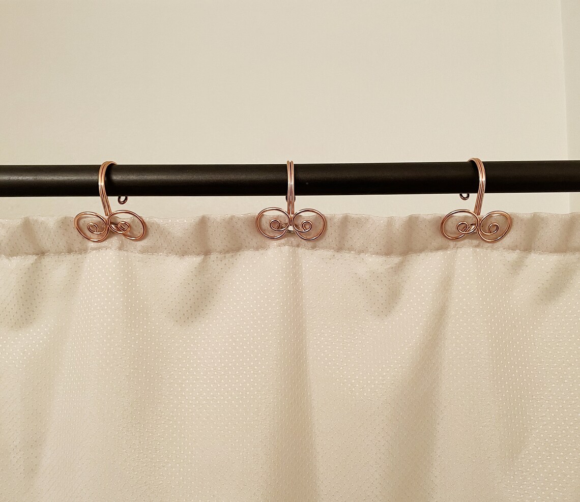 12 Handcrafted Solid Copper Small Shower Curtain Hooks Home Etsy