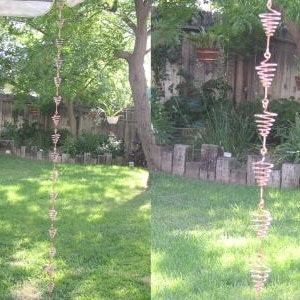5 ft  Solid Copper Cone Rain Chain Handcrafted  - Kusari Doi - Feng Shui Zen Outdoor Garden Decor - Water Feature - Handcrafted Metalwork