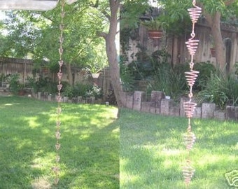 5 ft  Solid Copper Cone Rain Chain Handcrafted  - Kusari Doi - Feng Shui Zen Outdoor Garden Decor - Water Feature - Handcrafted Metalwork